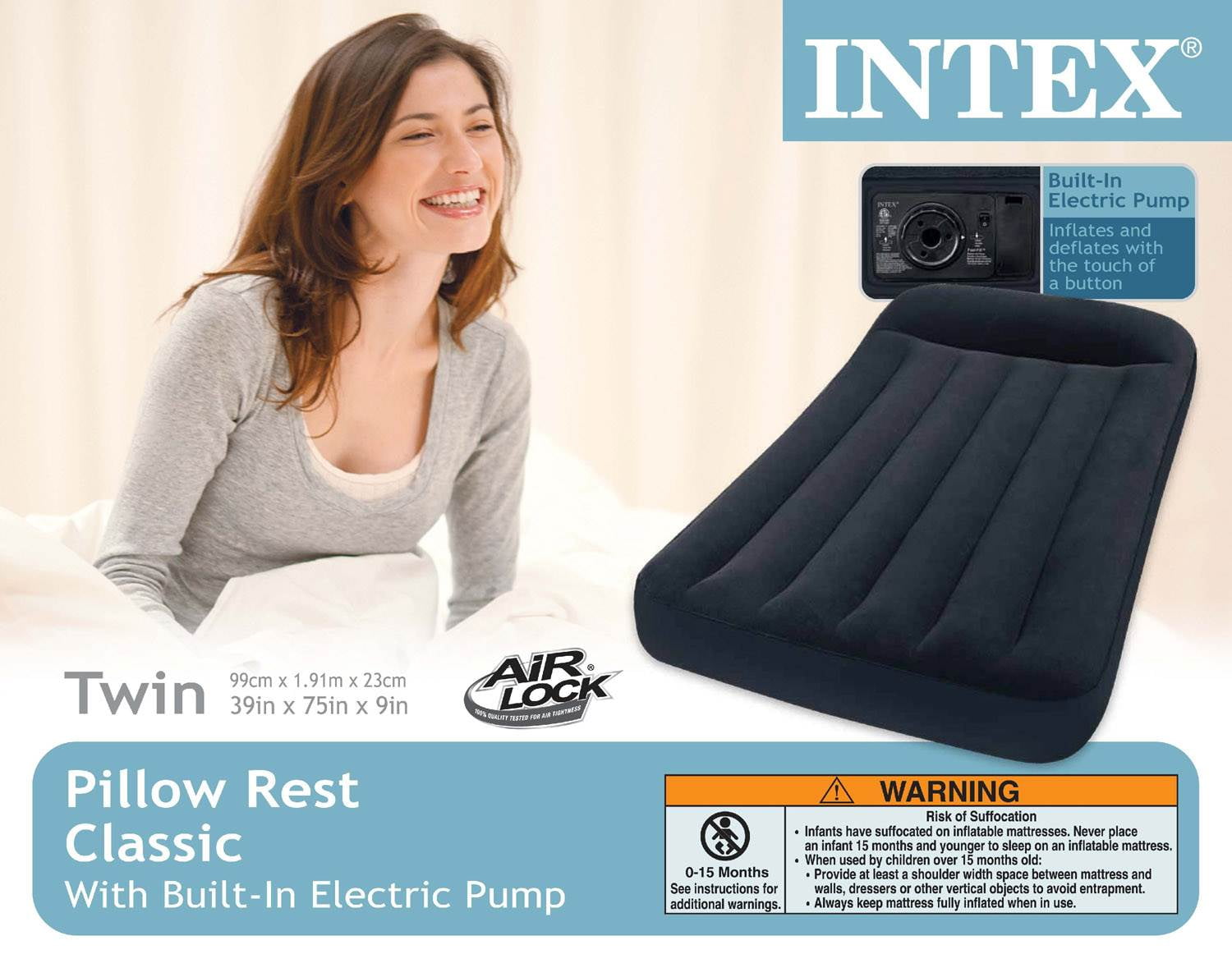 intex twin air mattress with built in pump