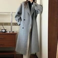 thumbnail image 4 of Usmixi Womens Winter Wool Coat Trench Overcoat for Women Business Solid Button Down Lapel Long Coats Long Sleeve Loose Comfy Woolen Outerwear Jacket 2023 Wool Coat, 4 of 6