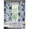 thumbnail image 2 of Navy Blue Botanical Peony Sheer Curtains 63 Inch Length 2 Panels Set, Vintage Floral Blossom Voile Window Treatment Rod Pocket Curtains Sheers Drapes for Bedroom/Living Room/Kitchen 52x"63"x2, 2 of 7