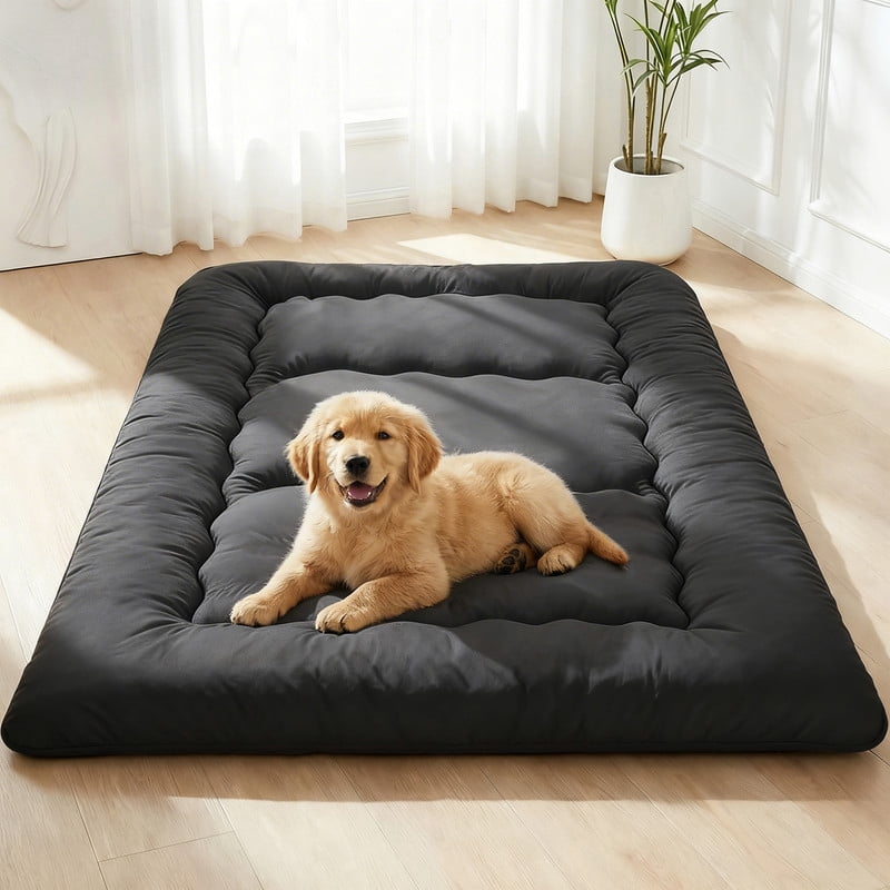 Beddle 3.94 in Memory Foam Floor Futon Twin Mattress, Foldable Roll-Up Tatami Bed with Storage Bag for Adults, Guest Room & RV, Black