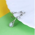 thumbnail image 6 of 18K White Gold Plated White Fire Opal Birthstone Drop Earrings for Women, 6 of 7