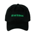 thumbnail image 2 of D&Y St. Patrick's Day Embroidered Quote Lucky Clover Low Profile Baseball Cap, Kiss Me I'm Irish, Black, 2 of 4