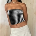 thumbnail image 2 of Horkkom Tube Tops for Women Summer Backless Strapless Outfit Going Out Striped Print Bandeau Tops L, Gifts for Women, 2 of 10