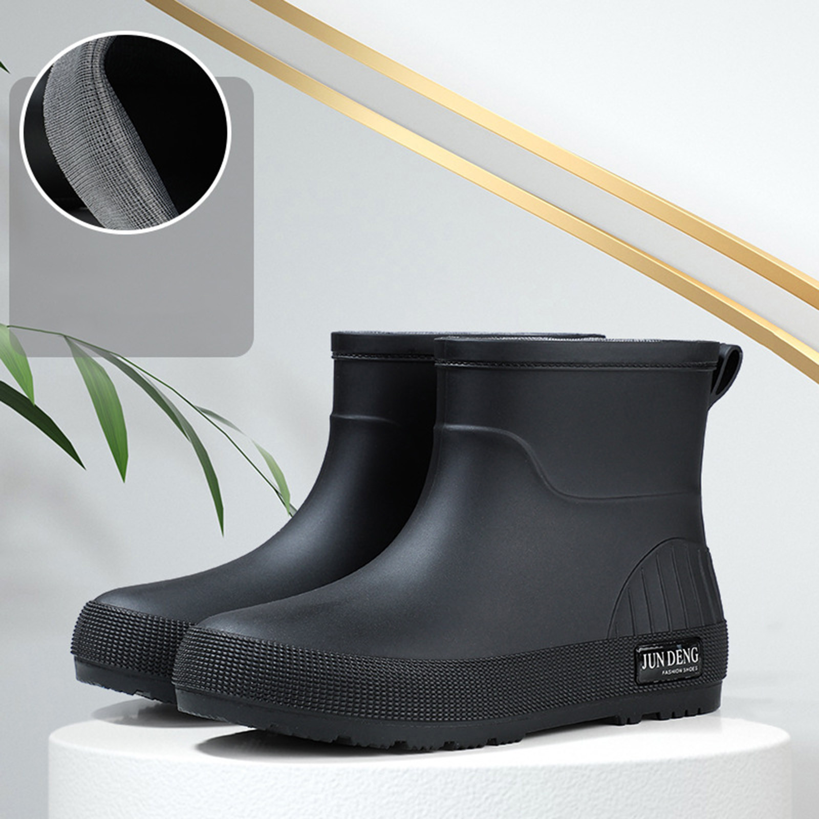 Taylonsss Women's Waterproof Rubber Rain Boots with Chunkys Heel for Fall and Winter Comfortable Height-Increasing Short Boots with Anti-Slip Sole for Outdoor Activities