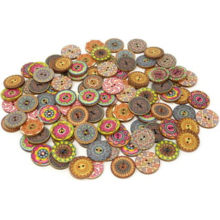 Wood Buttons Mixed 2 Holes Buttons 1 Inch Buttons Vintage Assorted Buttons  Decorative Buttons Flower Buttons Round Buttons for DIY Sewing Craft 100  Pcs 