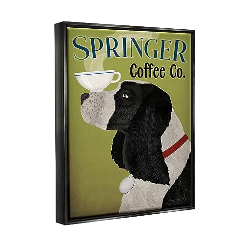 Stupell Industries Springer Coffee Advertisement Animals & Insects Painting Black Floater Framed Art Print Wall Art, 25 x 31