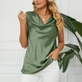 thumbnail image 5 of Lufly Tops for Women Solid Color V-neck Comfortable Loose T-shirt Casual Dark Pattern Sleeveless Blouse ,Army Green,L, 5 of 8