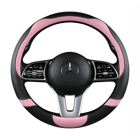 Funda Protector Cubre Volante Accesorios Auto Mujer Tipo O 38cm Modelo Negro con Rosa