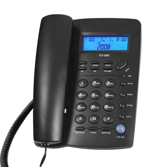 TCF3000 Black Corded Phone with Memory Key Landline Phone Telephone Support Hands-Free/Redial/Flash/Speed Dial/Ring Volume Control for Elderly Seniors Home Office Business Hotel