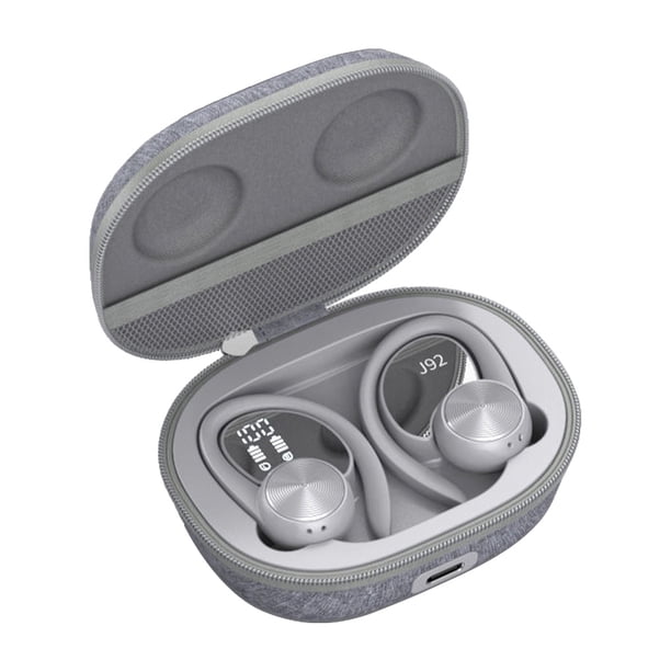Sidaley Auricular Gancho para la oreja Recargable LED Pantalla digital Control táctil Auriculares Manos libres Música Auriculares Cables de audio/vídeo Gris