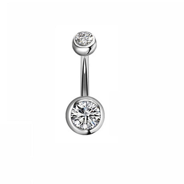 Anillo combinado de acero corto de color ópalo mixto, anillo umbilical con hebilla, juego de anillo umbilical, joyería para piercing en el cuerpo humano