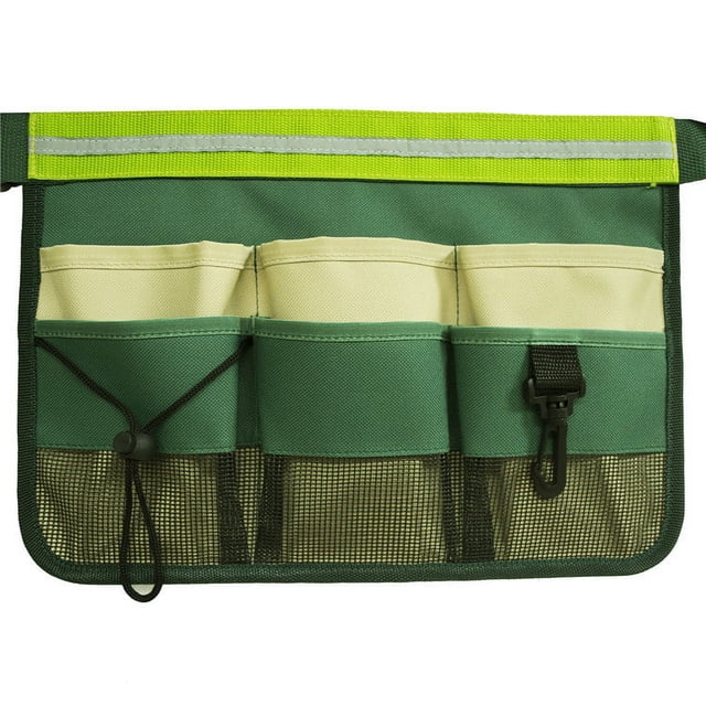 Jinsinto Garden Tool Pockets with Reflective Strip, Wrench, Cleaning Tool Storage Bag Green