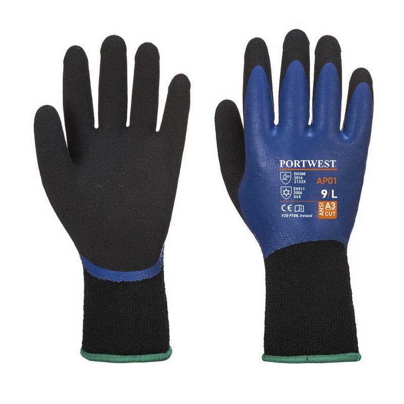 New PortWest Thermal Grip Gloves Latex Warm Winter Gloves Heavy Duty industrial 