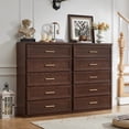 thumbnail image 4 of Joaxswe 5 Drawer Walnut Vertical Dresser, Wood Storage Cabinet with Easy Pull Out Handles for Living Room, Chest of Drawers for Bedroom, 4 of 11