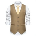 thumbnail image 2 of ZCFZJW Men's Suit Vest Formal Wedding Slim Fit Single-Breasted Sleeveless V-Neck Have Pockets Solid Dress Wedding Waistcoat Prom Tuxedo #06-Khaki XL, 2 of 9
