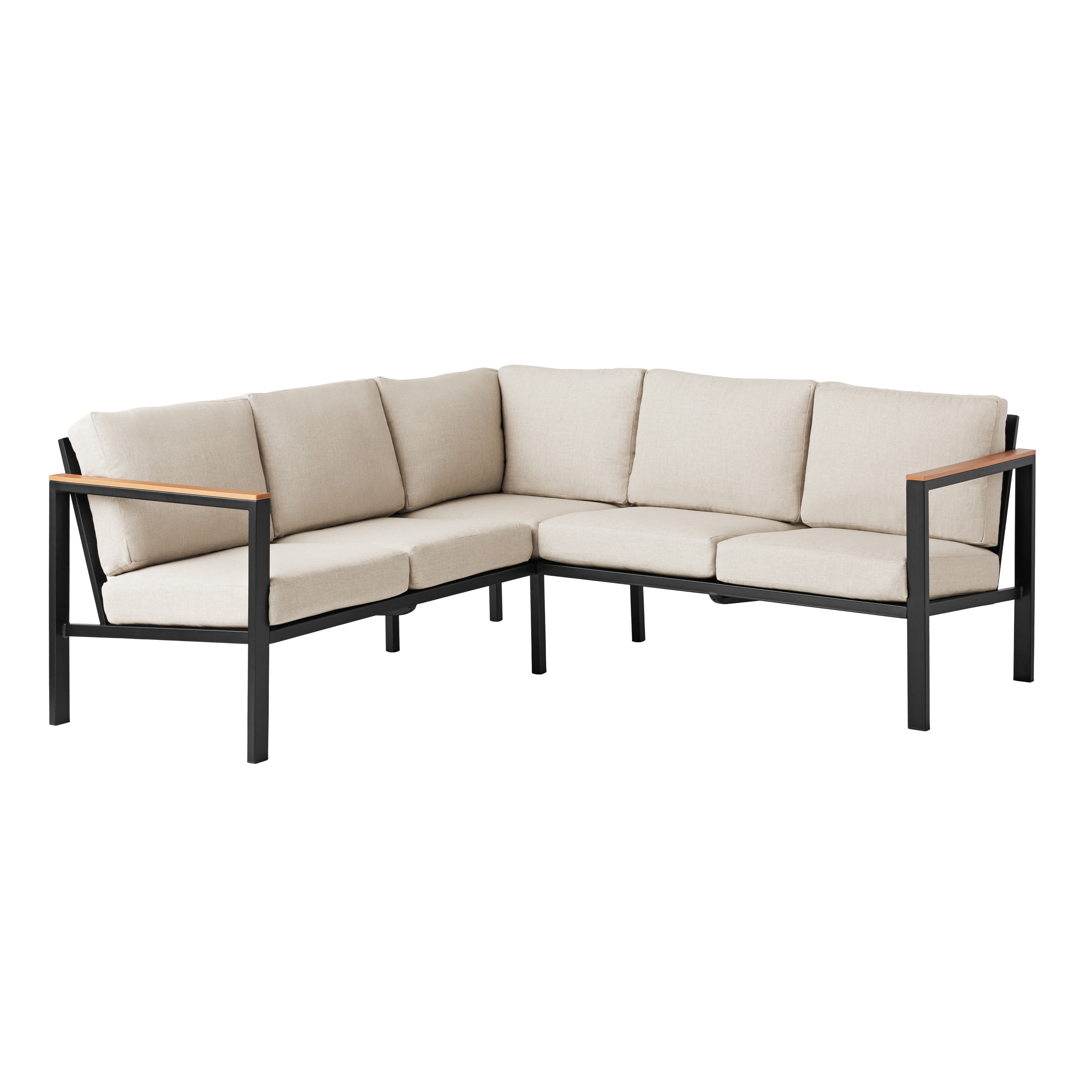 Mainstays Oakleigh 4-Piece Outdoor Patio Sectional Dining Set, Seats 6, with Olefin Cushions, Beige