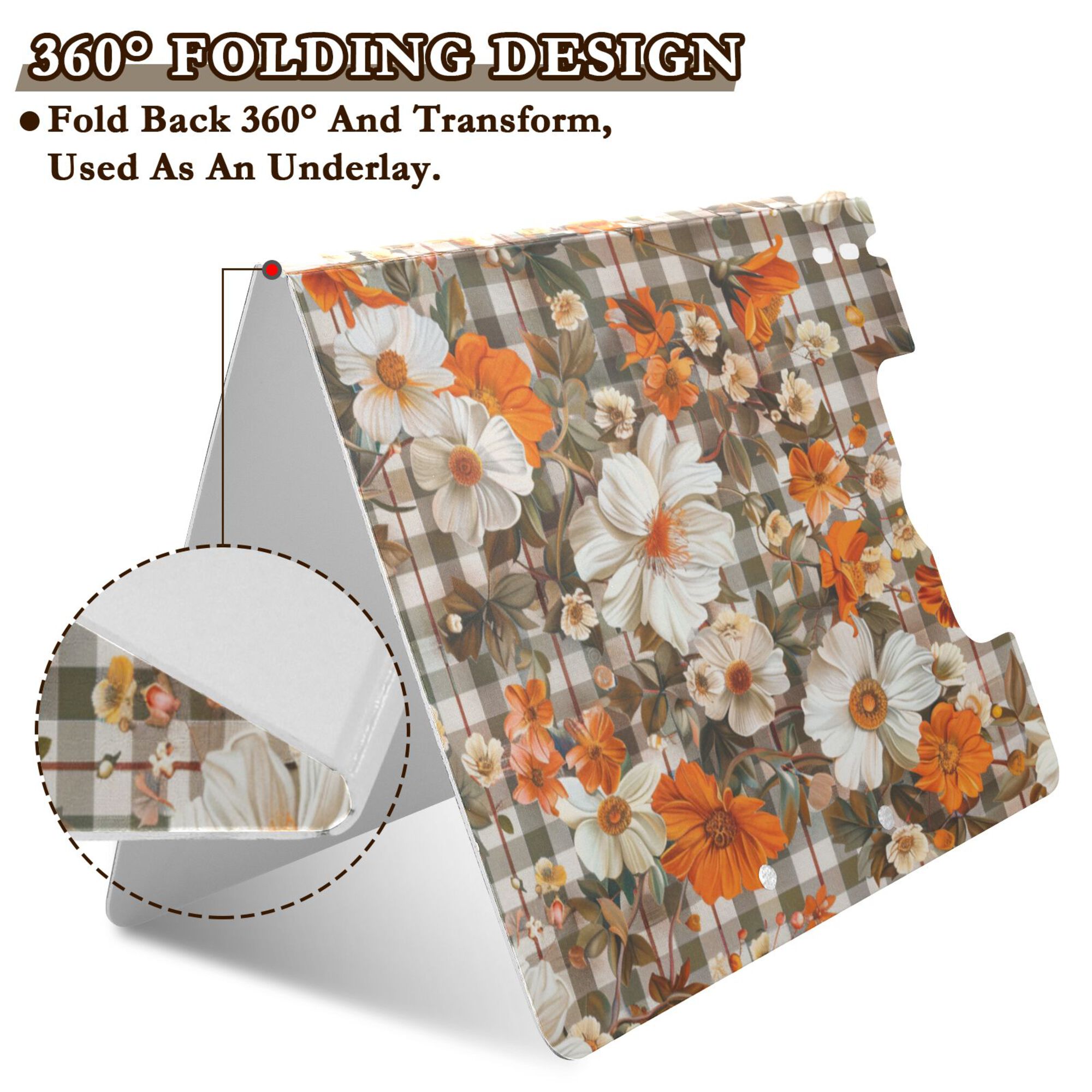 FORMRS A4 Clipboard Folder with Pen Holder Horizontal Foldable School Office Binder, Rustic Floral