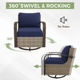 thumbnail image 4 of EAGLE PEAK Coastal Vista Outdoor Patio Wicker Swivel Glider Rocker Chair with Blue Cushion,Set of 2, 4 of 8