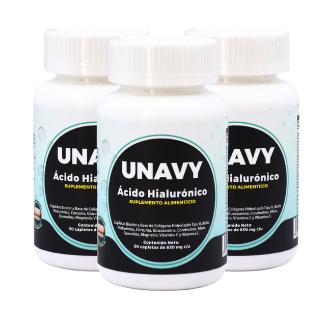 UNAVY Ácido Hialurónico 3 Pack 90 tabletas, 90 días 100% Original UNAVY