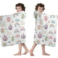 thumbnail image 4 of White Fairy Castle Pattern Hooded Bath Towel，50"x30" for Ages 3 To 12 Kids, Quick Dry Lightweight Soft Microfiber Hood Beach Towel Cover Up for Kids, 4 of 7