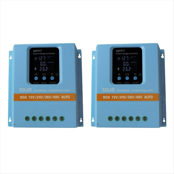 Controlador de Cargador Solar MPPT de 2 Piezas, 100 A, 80 A, 12 V-48 V, Carga USB Dual Automática para Batería de Plomo-Ácido/Litio de Teléfono.