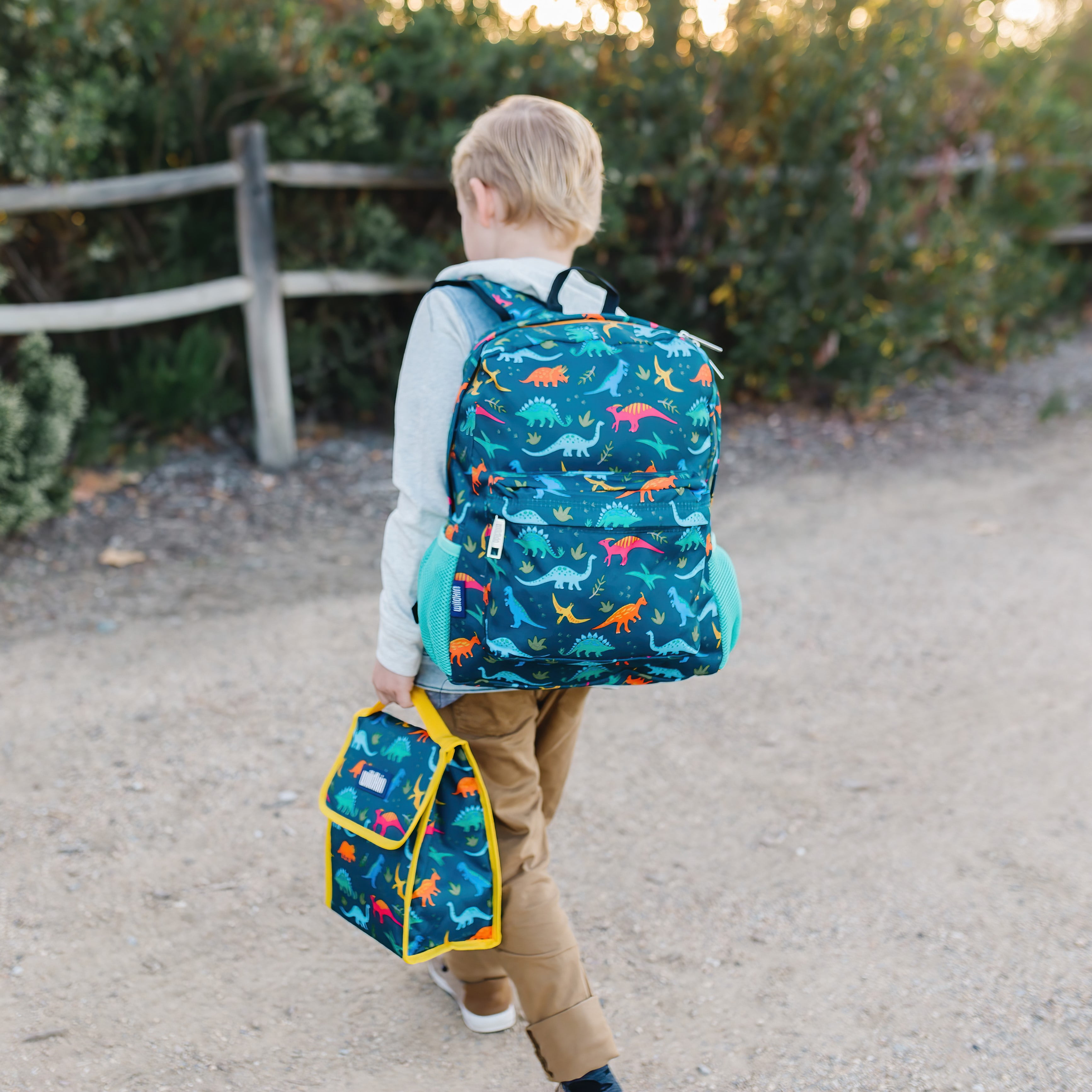 Wildkin Kids 16 Inch Backpack for Boys and Girls, Features Padded Back & Adjustable Straps (Jurassic Dinosaurs Blue)