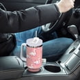 thumbnail image 4 of Yayeee 40oz Stainless Steel Tumbler with Straw and Handle Double-Wall Insulated Travel Water Bottle, Pink Cartoon Swans Pattern, 4 of 8