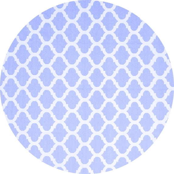 Ahgly Company Machine Washable Indoor Round Trellis Blue Modern Area Rugs, 3' Round