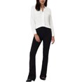 thumbnail image 2 of Unique Bargains Blouse de Travail à Manches Longues Plissée Col en V pour Femmes Blanche S, 2 of 5