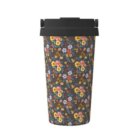 

Goofa Colorful Flowers with Butterfly for Insulated Travel Coffee Mug Spill Proof Leak Proof 16 OZCoffee Tumbler Reusable Coffee Cups with Lids Thermos for Hot and Cold Drink