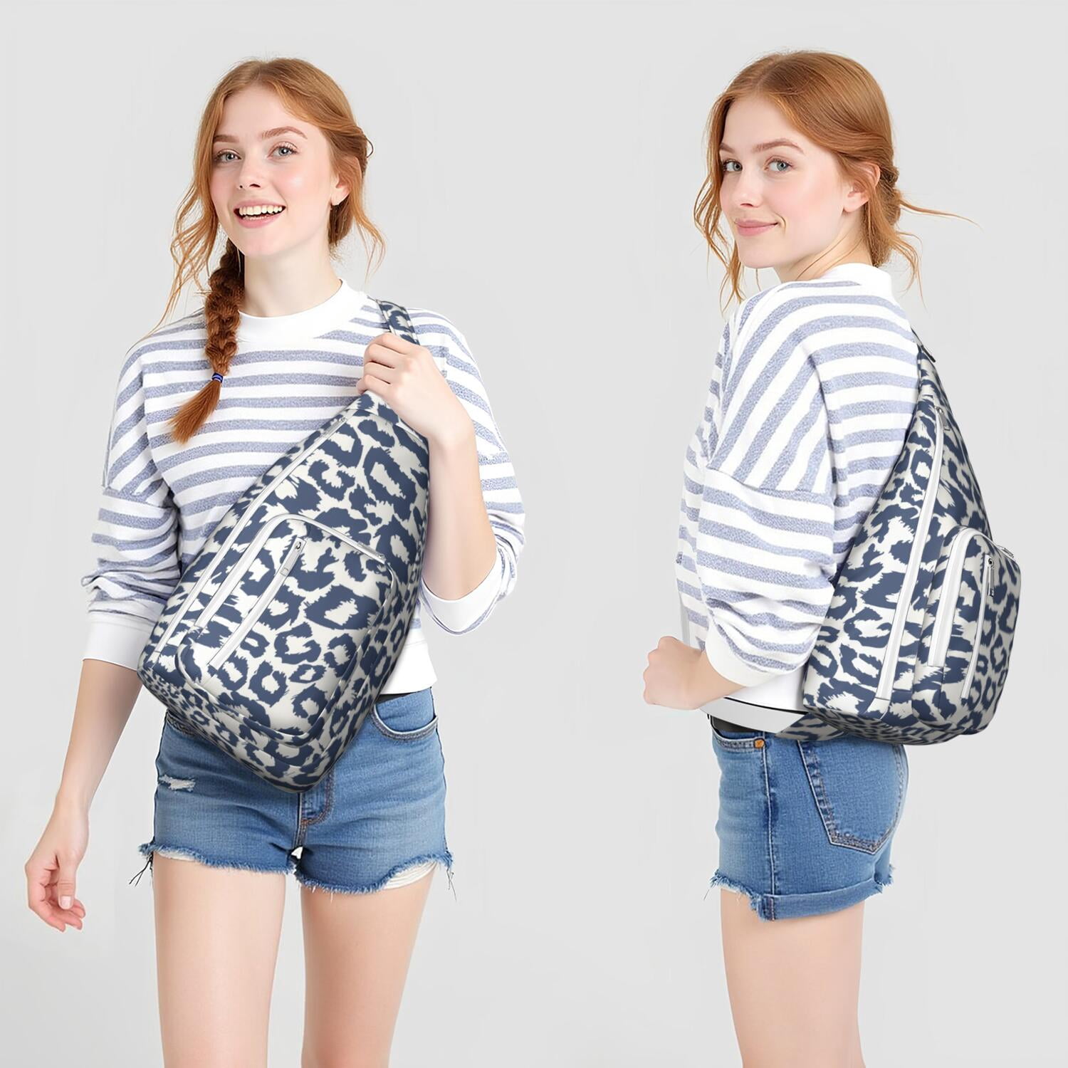 Textured Cheetah Chest Bag - 3D-Embossed Animal Print Sling Backpack (Luxury Tactile Design, Water-Resistant)