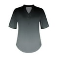 thumbnail image 4 of TKing Fashion Short Sleeve Shirts for Women Loose Fit V Neck Dressy Casual Blouses Tops Lightweight Gradient Comfy Cute T Shirts Dark Gray 3XL, 4 of 5