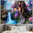 thumbnail image 2 of BCIIG  Enchanted Forest Tapestry Fairy Tale Magic Tree Fantasy Castle Tapestries  Colorful Mushroom Butterfly Wall Hanging Flannel Aesthetic Home Decor Wall Blankets  40x60inch, 2 of 6