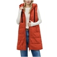 thumbnail image 6 of RYRJJ Puffer Vest Women Winter Warm Long Quilted Sleeveless Jackets with Pockets Fall Fashion Zip Up Puffy Coat Outerwear(Orange,XXL), 6 of 9