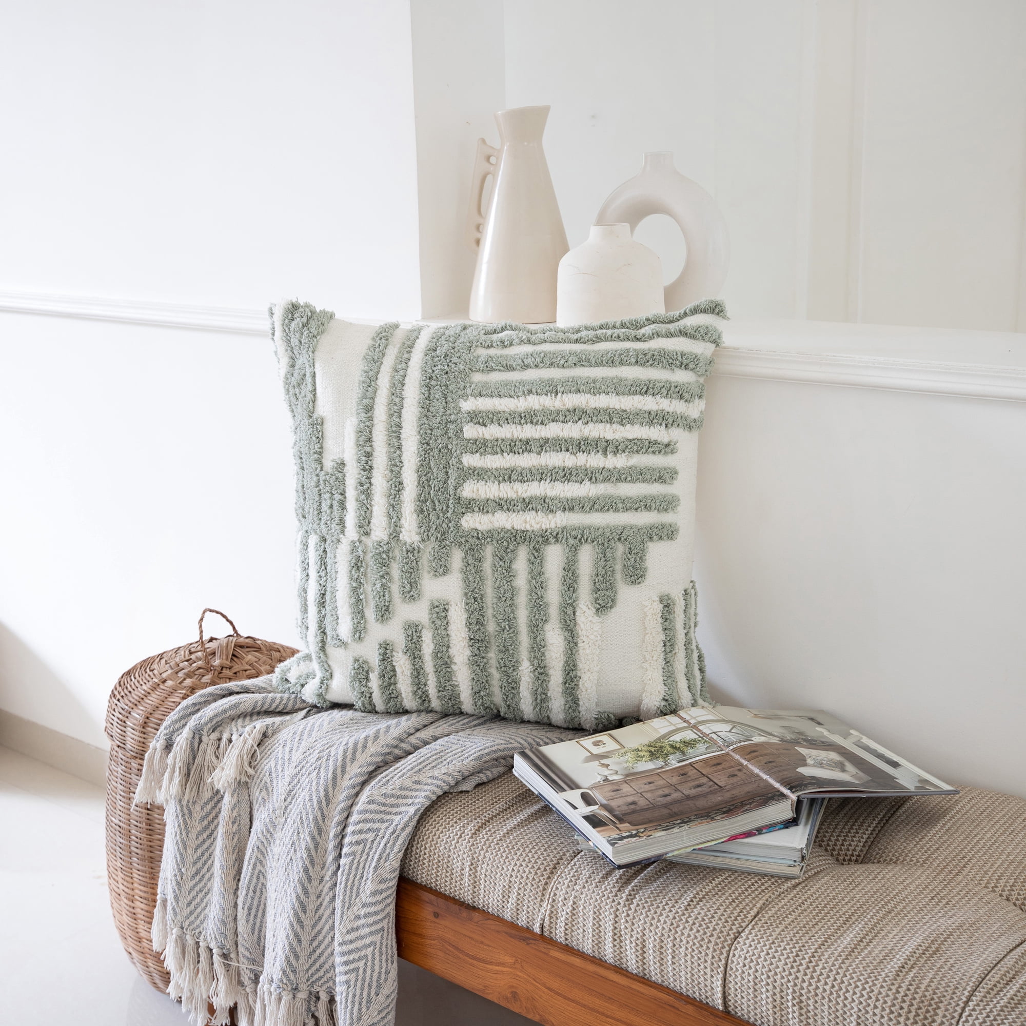 Ox Bay Geometric Shag Decorative Throw Pillow by Stacy Garcia, 22" x 22"