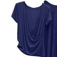 thumbnail image 4 of Wenini Women’s Solid Color Short Sleeve Casual Loungewear Set with Draped Top Loose Skirt Plus Size Pajama Set, 4 of 5