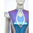 thumbnail image 4 of iiniim Women's Space Themed Alien Cosplay Dress Metallic Shiny Leotard Tutu Skirt for Halloween Carnivals Blue L, 4 of 7