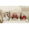 thumbnail image 4 of Saro Lifestyle 7754.M18S 18 in. Square Christmas Polyester Pillow with Happy Snowman Design & Down Filling - Multi Color, Set of 4, 4 of 5