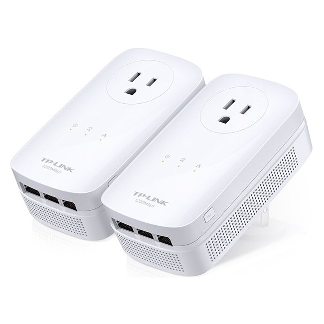 TP-LINK AV1200 3-Port Gigabit Passthrough Powerline Starter Kit - 2 - 3