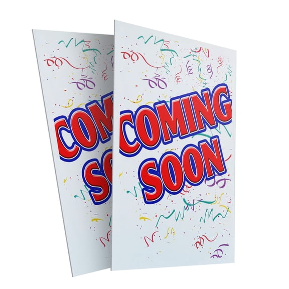 Coming Soon (2-PACK) 24" x 36" Plastic Signs | Sign Insert 4mm Corrugated Plastic Signs Storefront Window Poster