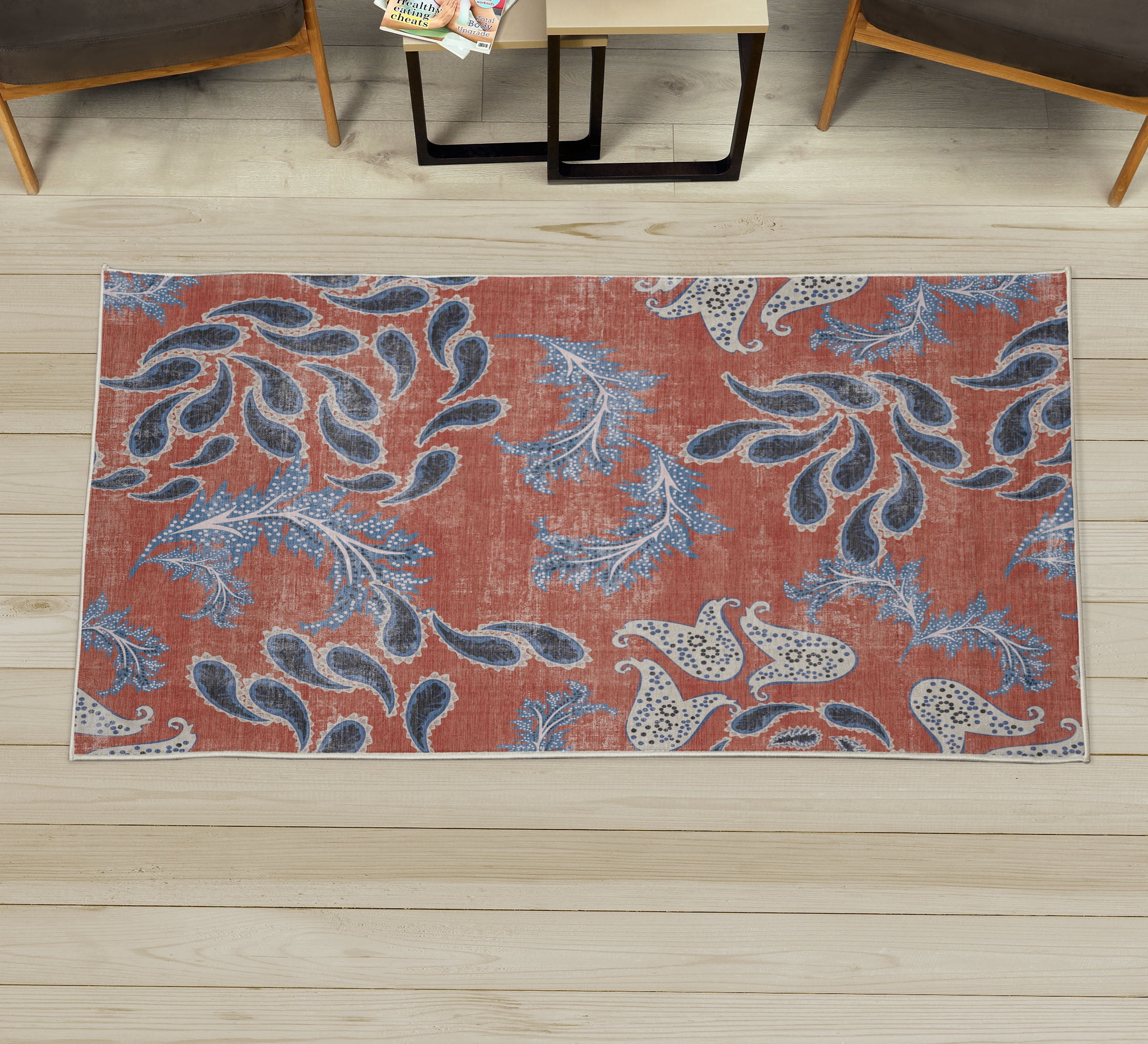 Paisley Decorative Rug, Traditional Floral Like Pattern Curvy Design ...