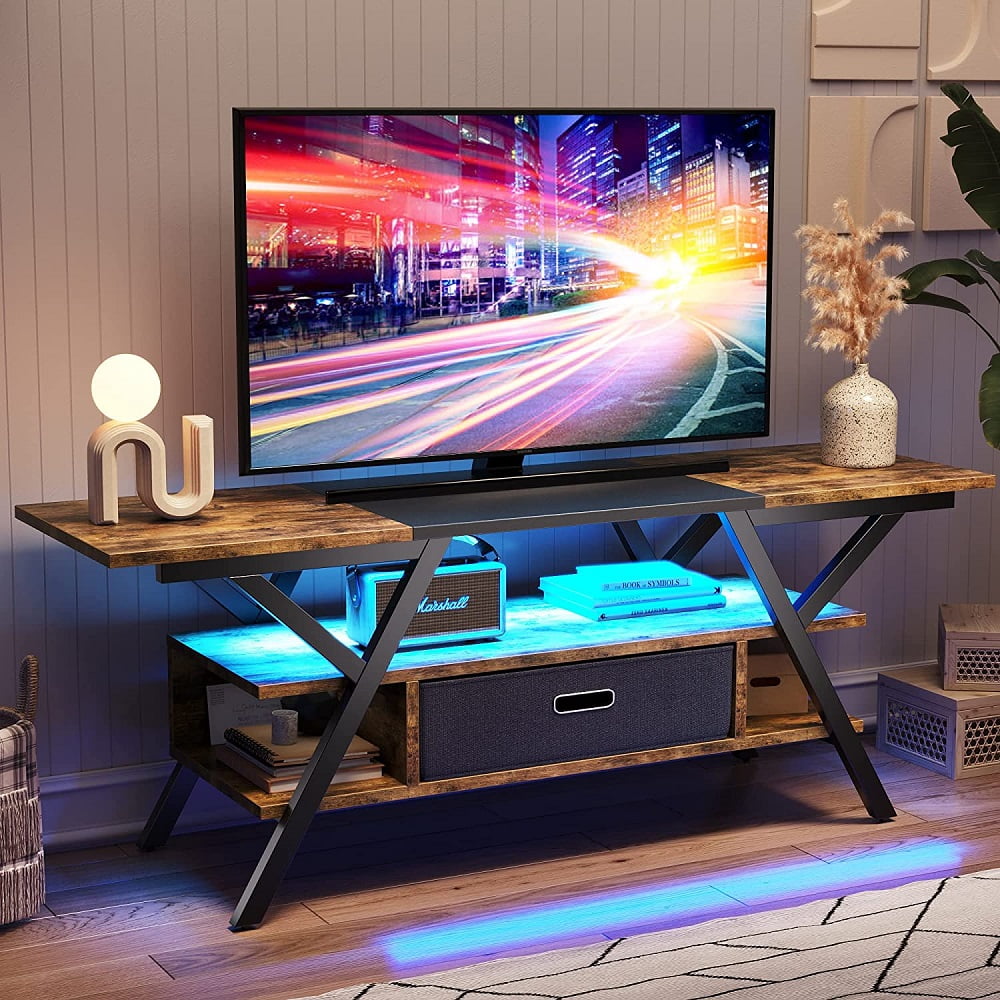 Bestier 55 inch Gaming TV Stand with LED Light Modern Entertainment
