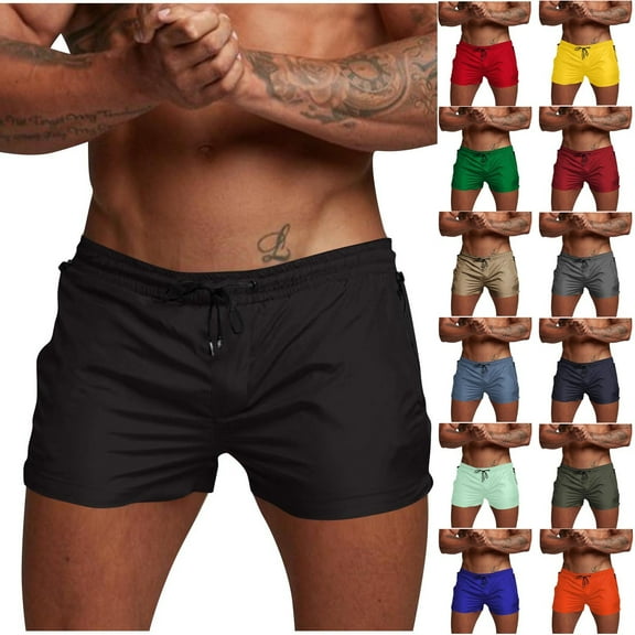 RYDCOT Men's Athletic Gym Workout Shorts Outdoor Sports Running Fitness Shorts with Liner and Zipper Pockets Yellow