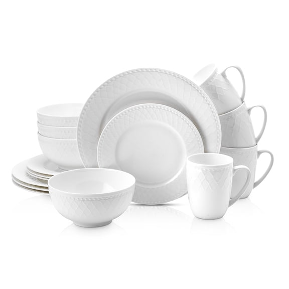 Stone Lain Alexandria 16-Piece Dinnerware Set Bone China, White