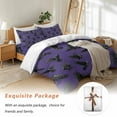 thumbnail image 7 of Halloween Crows Bedding Duvet Cover Set Full Size 4 Pieces Retro Classic Watercolor Art Purple Texture Bedding Set with Zipper Closure, 1 Comforter Cover 86x86 Inches 1 Flat Sheet & 2 Pillow Cases, 7 of 7