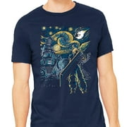 TeeFury Men's Graphic T-shirt Starry Remake - Video Game | Fantasy | Navy | Small