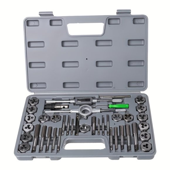 CNKOO 40pcs Metric Tap and Die Tool Set M3-M12 Sizes Manual Threading Set for Internal & External Threads Durable Metal Construction Non-Electric Hand Tools with Storage Case