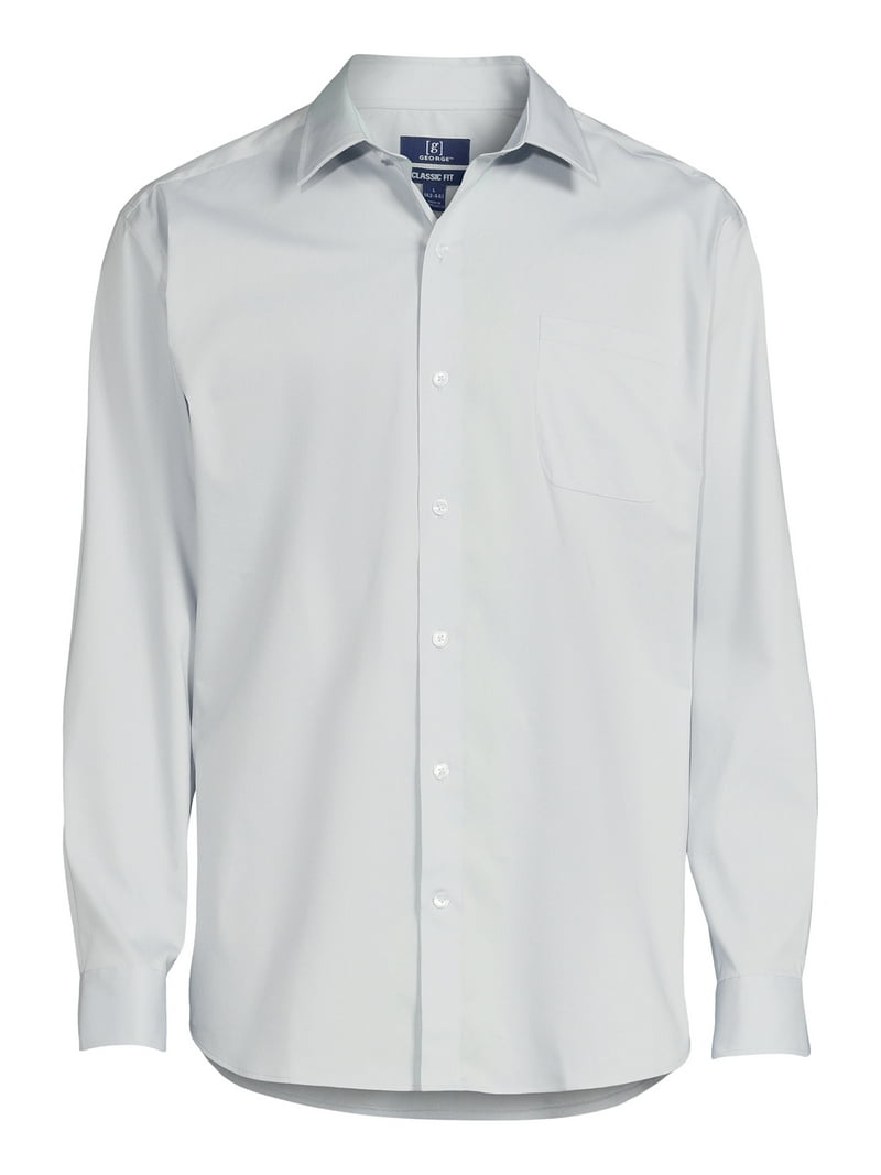 george long sleeve dress shirts George Men's Classic Dress Shirt with Long Sleeves, Sizes S-3xl, Size: Large, Blue