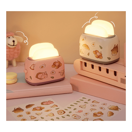 

LED Bread Maker Night Light USB Charging Dimming Bedside Table Night Light Girl Fun Switch Mood Light Bedroom Pink