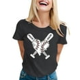 thumbnail image 1 of LUOGENLI T-shirts pour Femmes 2024 Mode Féminine Sports Baseball Imprimé Col Rond Manches Courtes Haut Décontracté t-Shirt (5) T-shirts pour Femmes Tee Graphique Saint-Valentin Gris Foncé S, 1 of 5